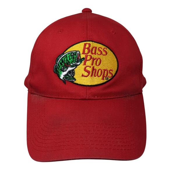 Bass Pro Shops Snapback Baseball Cap Red One Size Adjustable Embroidered 6 Panel - Picture 1 of 10